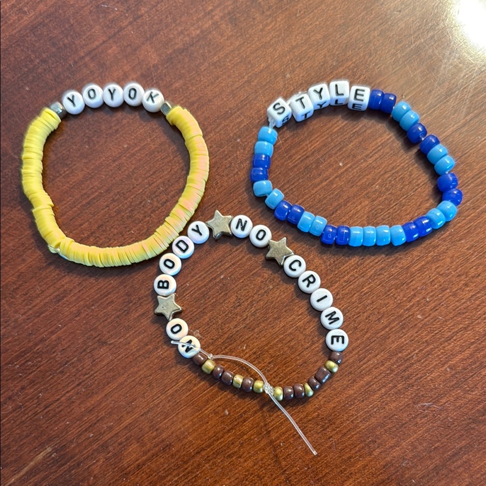 Yellow and Blue Beaded Jewelry Bracelets Set